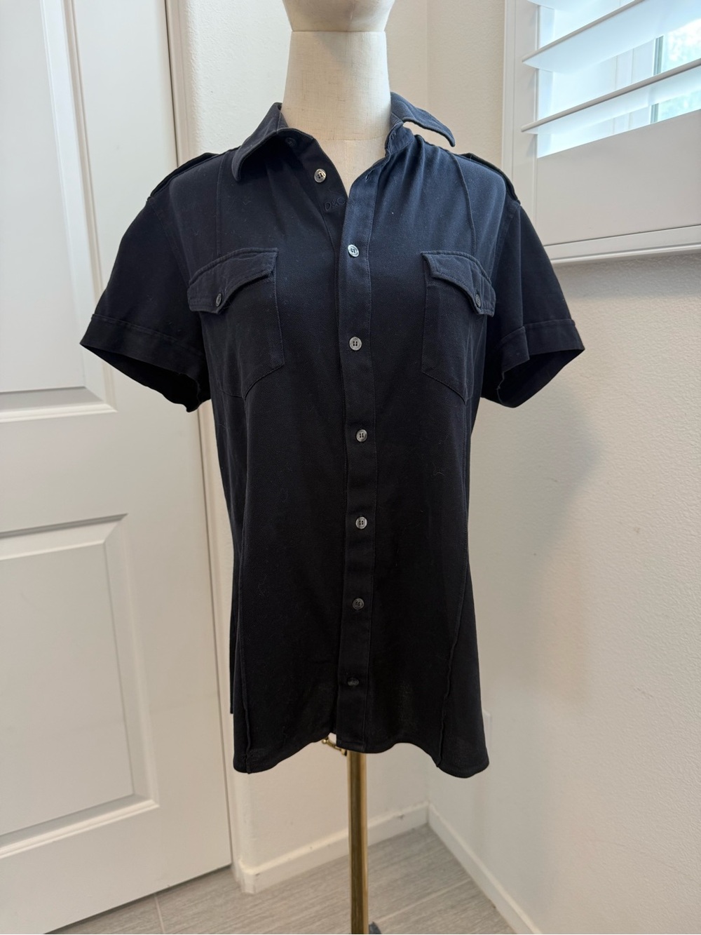 Dolce & Gabbana Black Short-Sleeve Button-Down Shirt